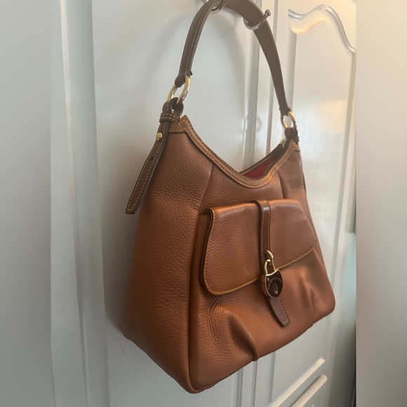 DOONEY & BOURKE 🦆 Vintage Samba Leather Tan Hobo Bag with 🔒 - Picture 3 of 9